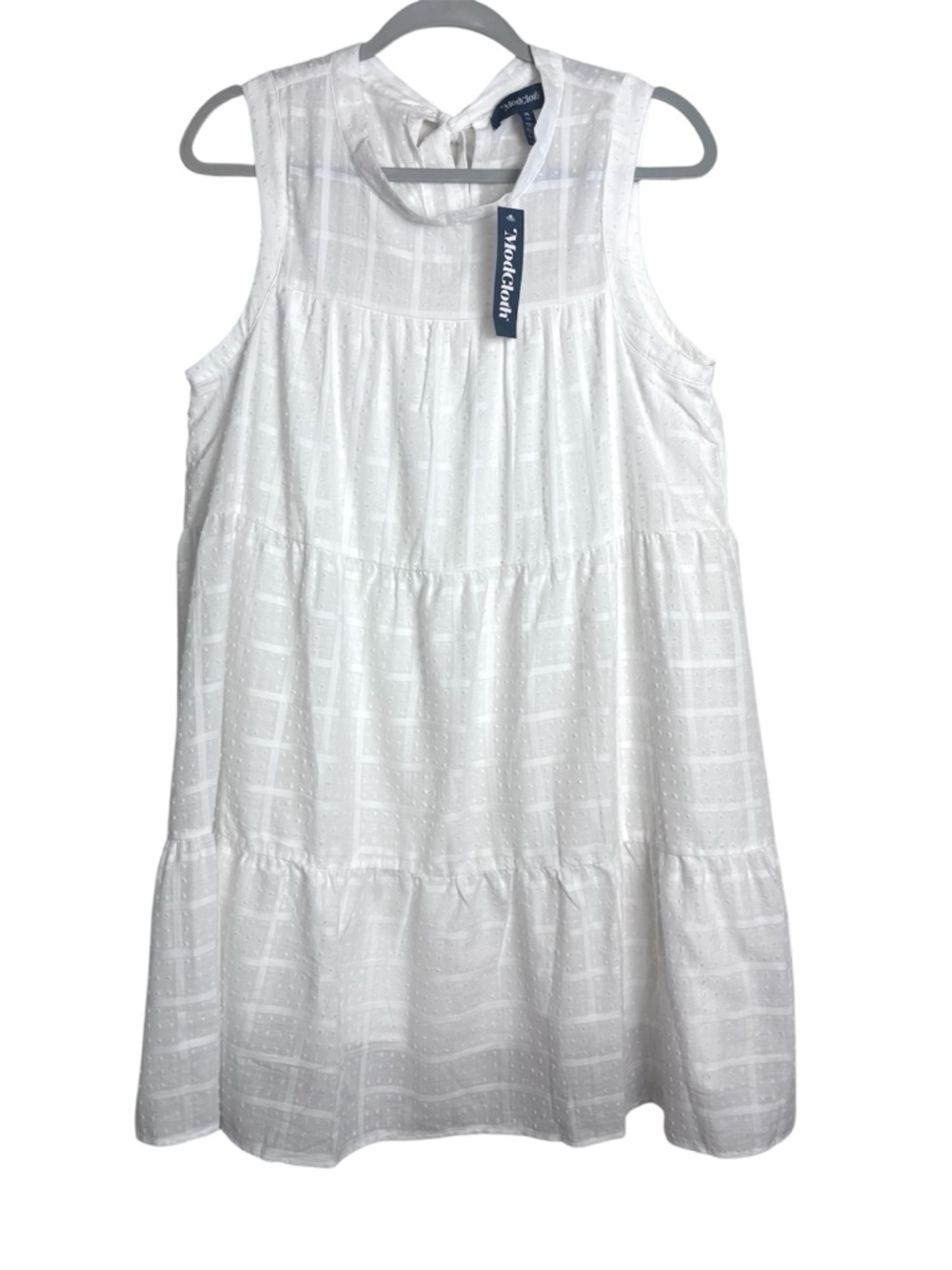 NWT Modcloth White Cotton Tiered Sleeveless Dress Women’s Medium Bridal Girly